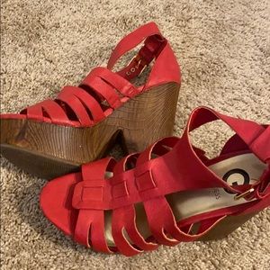 G by Guess red platform sandals